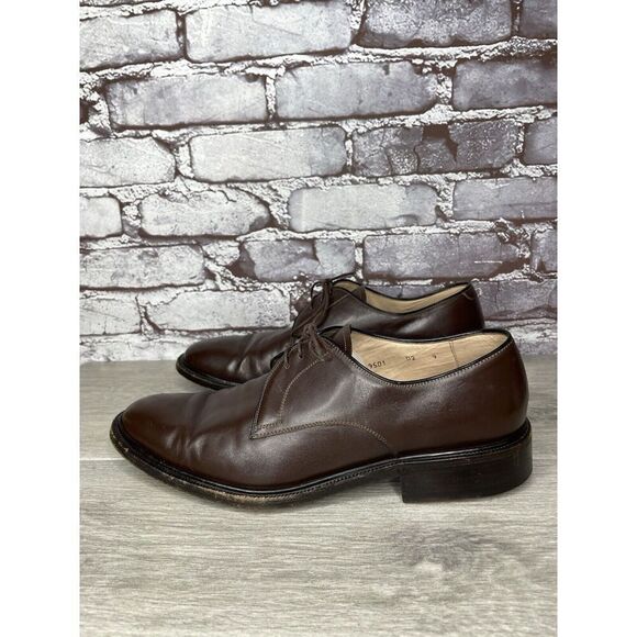 G.M. Endless 9502 Brown Leather Derby Oxfords Lace Up Dress Shoes Men 9M US/42EU